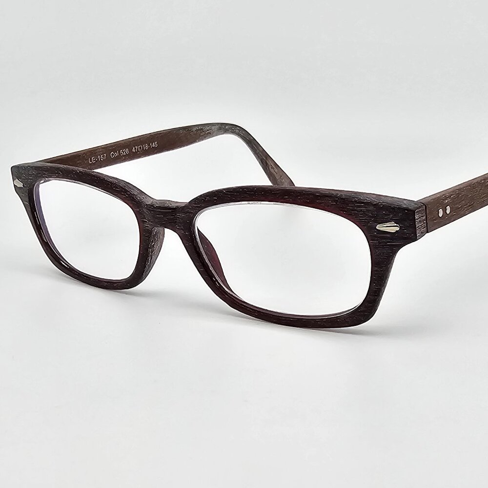 Legre LE-157 Col 526 Burgundy Brown Wood Eyeglasses Frame 47-18-145
